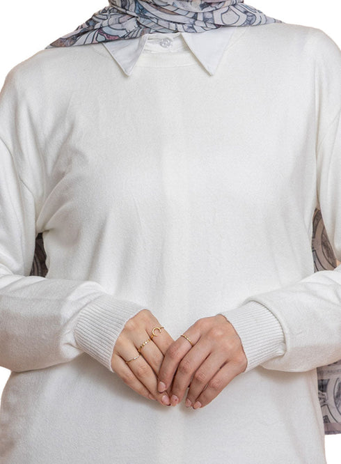 Off - White Round Knit Pullover - Khotwh